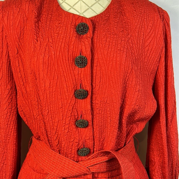 Azul by Liancarlo Silk Size 12 Vintage Dress red almost orange - Picture 2 of 9